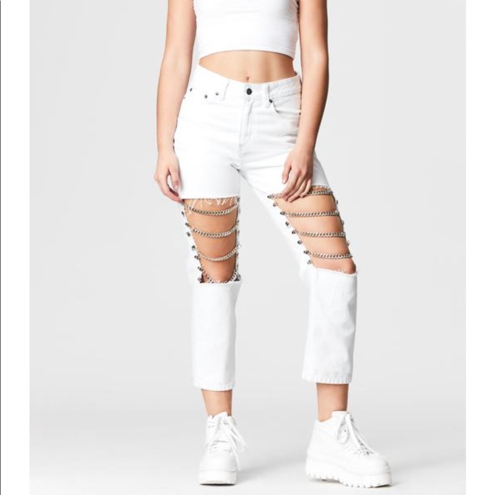 LF CARMAR CHAIN WHITE JEANS